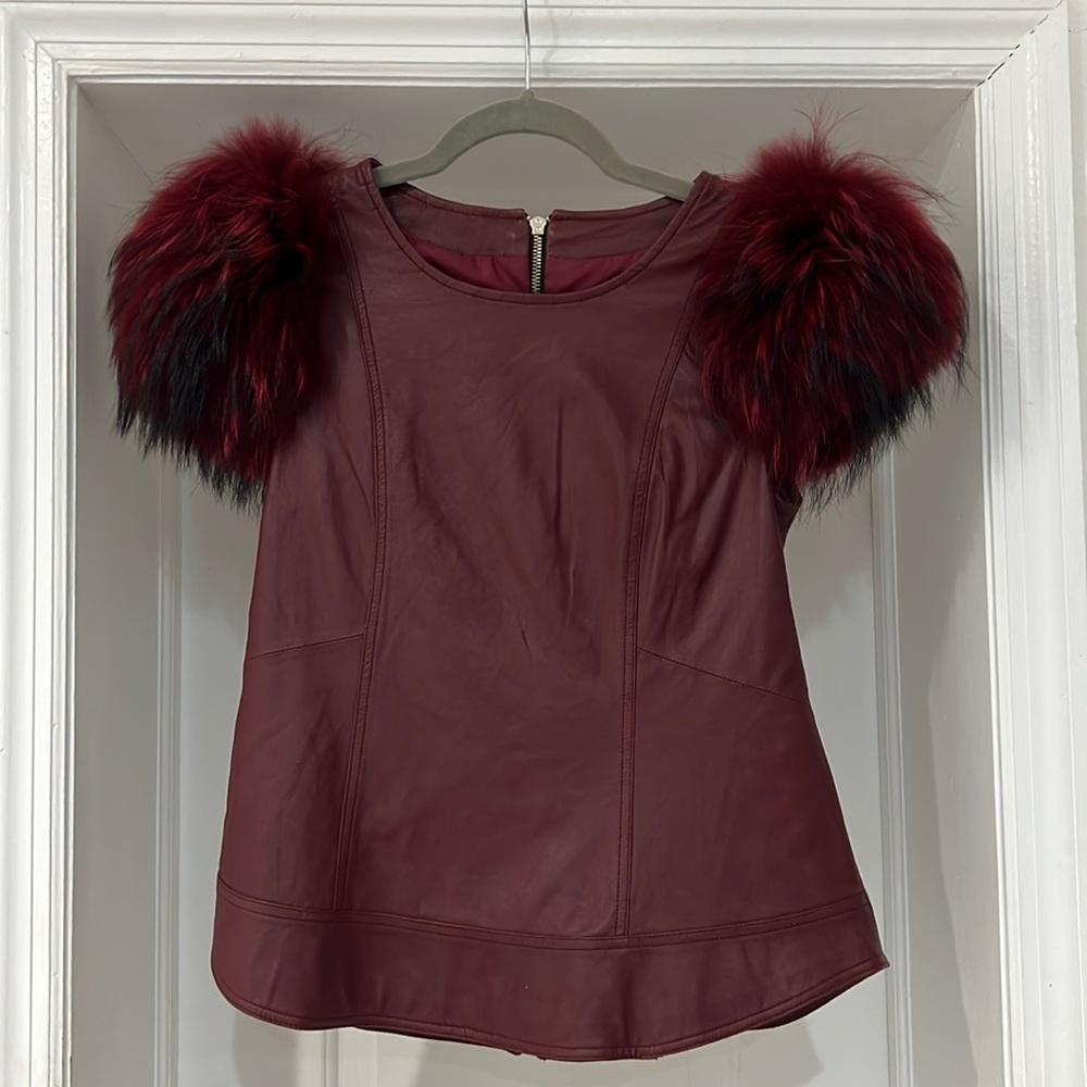 Brand new real leather/ fur top